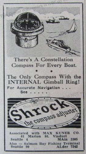 1955 ad* shrock constellation compass adjuster boats marine max kuner co seattle