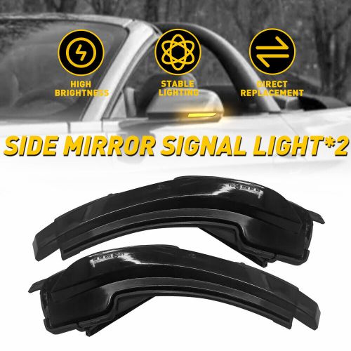 For 2015-2022 ford mustang led side mirror lamp turn signal light blinker smoked