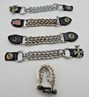 Lot of 5 biker motorcycle leather and chain vest extenders junk draw find