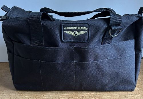 Jeppesen pilot flight bag  black 16x9x5 1/2” with  dual zipertop + 7 side pocket