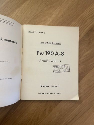 Valkyrie publications focke-wulf fw 190 a-8 aircraft handbook 1974 ww2