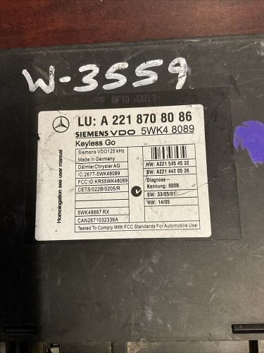 07-10 mercedes w221 s cl class keyless go control module unit 2218708086 oem