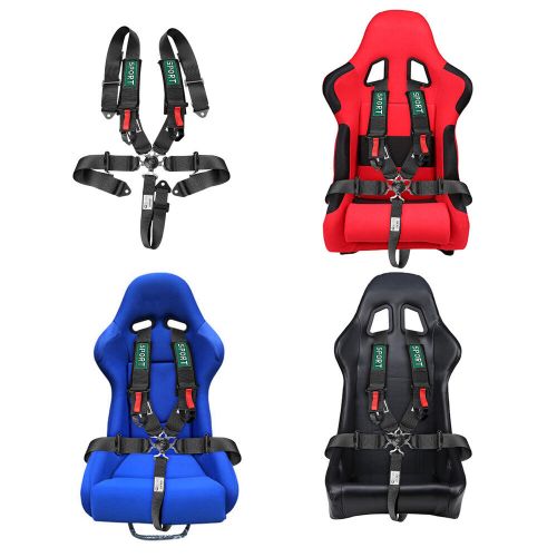 5 point racing harness camlock quick release safety seat belt utv atv black/red