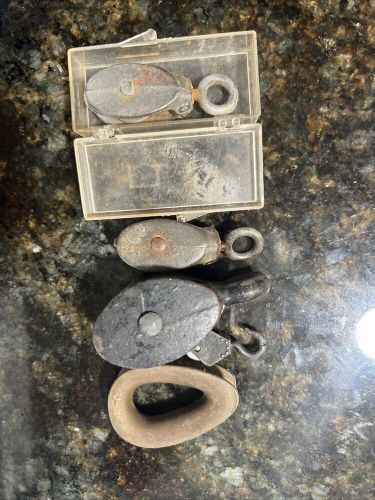 Vintage galvanized yacht sailing boat double rope pulley  lot of 5 items