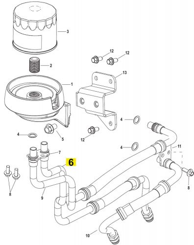 Mercruiser 6.2l 300hp 377cid oil cooler to filter pn 8m0098966