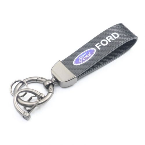 Carbon fiber leather keychain car key chain metal keyring accessories for ford