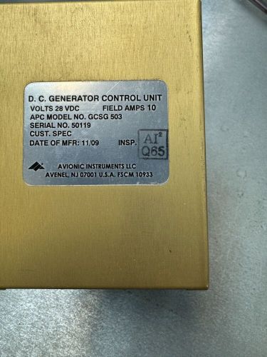 Avionic instruments llc d.c generator control unit, apc model no. gcsg 503