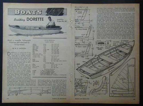 13&#039; skiff dory fishing boat how-to build plans outboard sail &#034;dorette&#034;