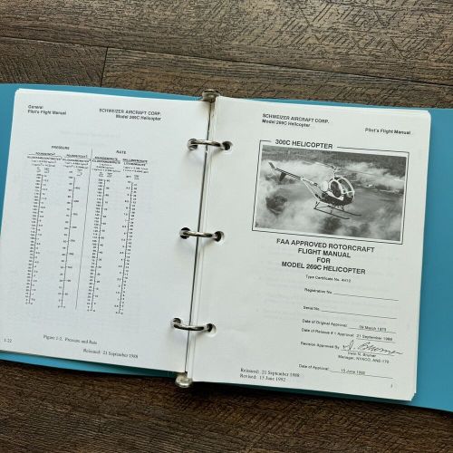 Vintage schweizer 300c helicopter model 269c pilots flight manual binder book