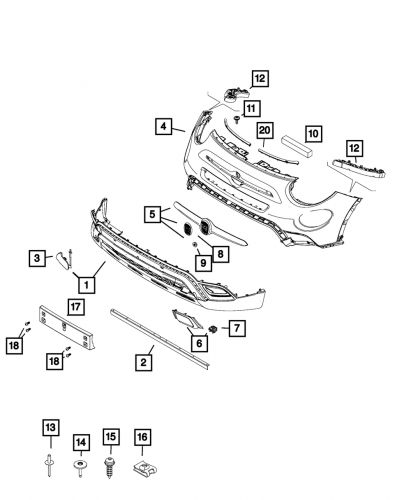 2016-2020 fiat 500x fascia to fender bracket oem mopar 68285172aa