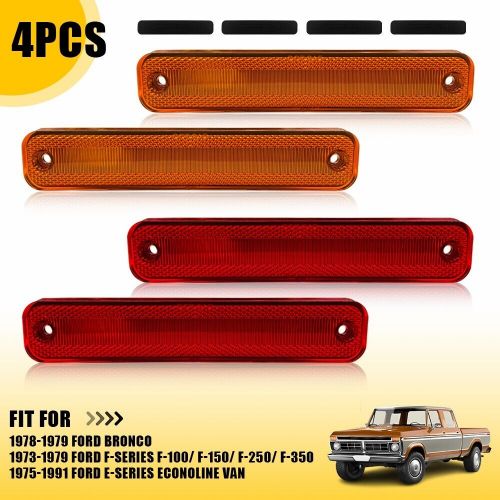 4pcs front &amp; rear side marker lights fit 1975-1991 ford e-series econoline van