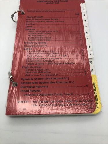 Learjet 55b crew checklist &amp; emergency checklist vintage 1994