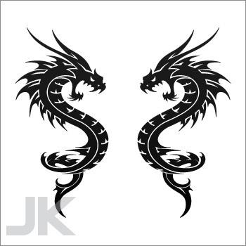 Decals sticker dragon pair of dragons profile chinese traditional 0502 xxfka