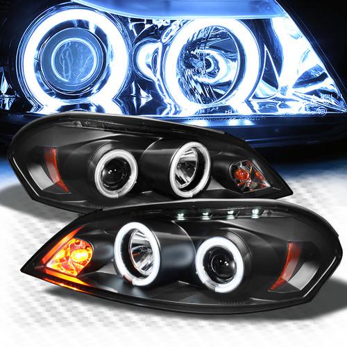 2006-2013 chevy impala ccfl twin halo led black projector headlights lights pair