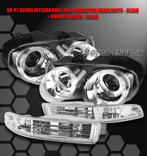 1994-1997 acura integra halo chrome projector head light+bumper signal 1995 1996