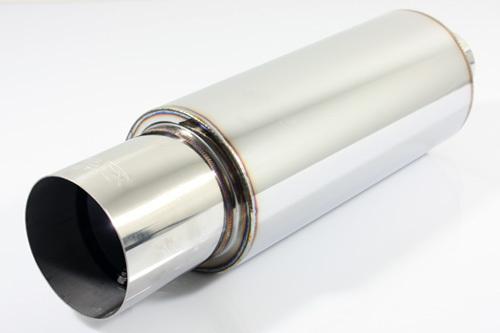 N1 style 2.5" inlet chrome high performance muffler exhaust/removable silencer