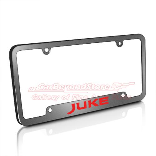 Nissan red juke gray metal license plate frame, 5 years warranty + free gift