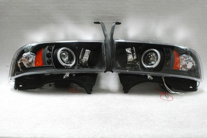 94-01 dodge ram ccfl halo projector led black headlights lamps left+right