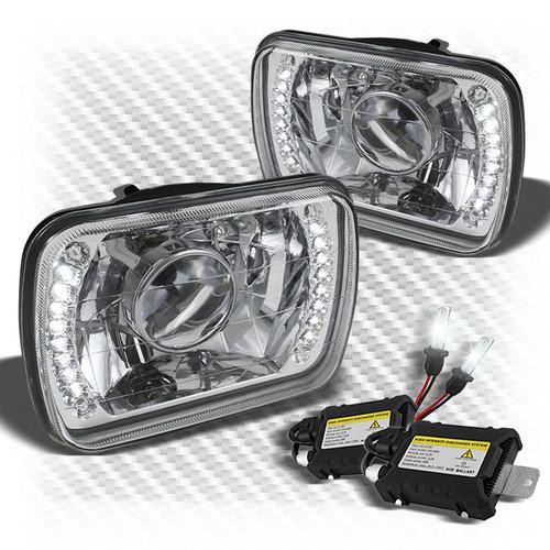 7x6 projector headlights w/super-bright led built-in + slim xenon hid kit combo