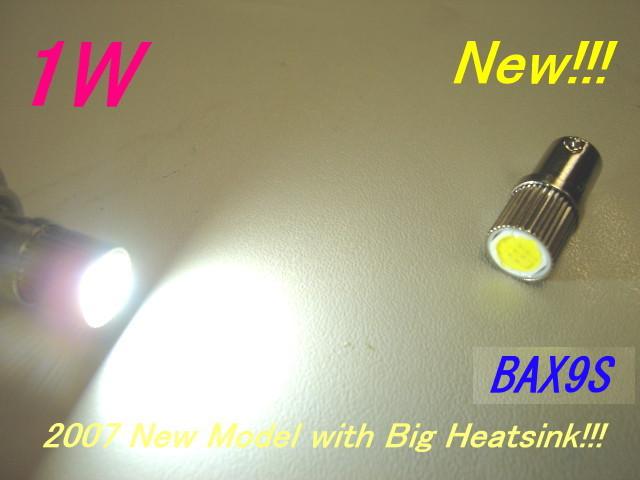 2pcs bax9s h6w 1w high power led (white) bayonet bulbs