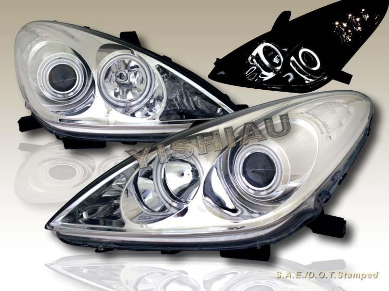 2002-2003 lexus es300 / 04-06 es330 chrome projector headlights twin halo ccfl