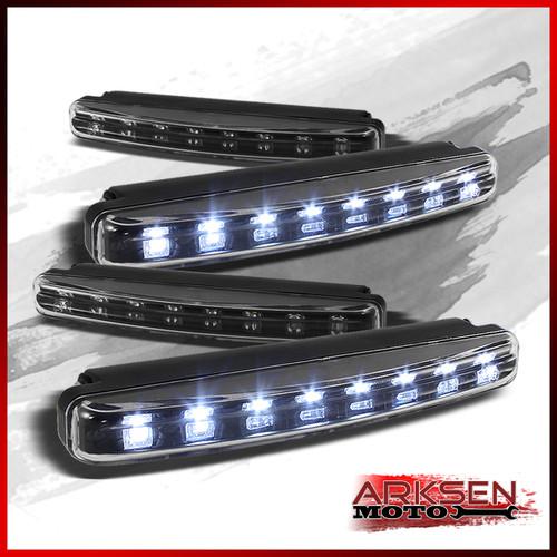 4x jdm black super white 8 leds drl daytime bumper fog lights lamp sport set