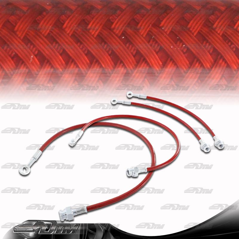 1989-1998 nissan 240sx s13 s14 front & rear stainless steel brake lines - red