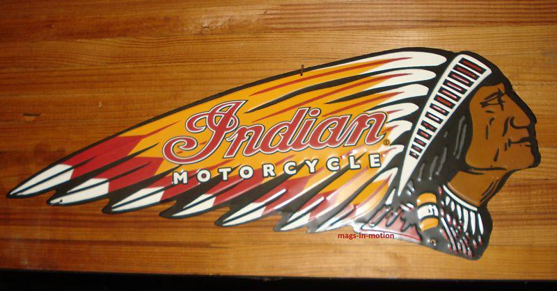 (( large 24" embossed metal sign ))___ indian motorcycle ___*ships worldwide*