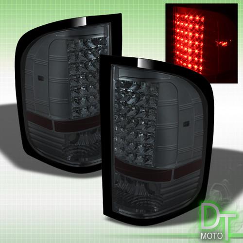 Smoke 07-13 chevy silverado 1500 2500 3500 led tail lights lamps left+right pair