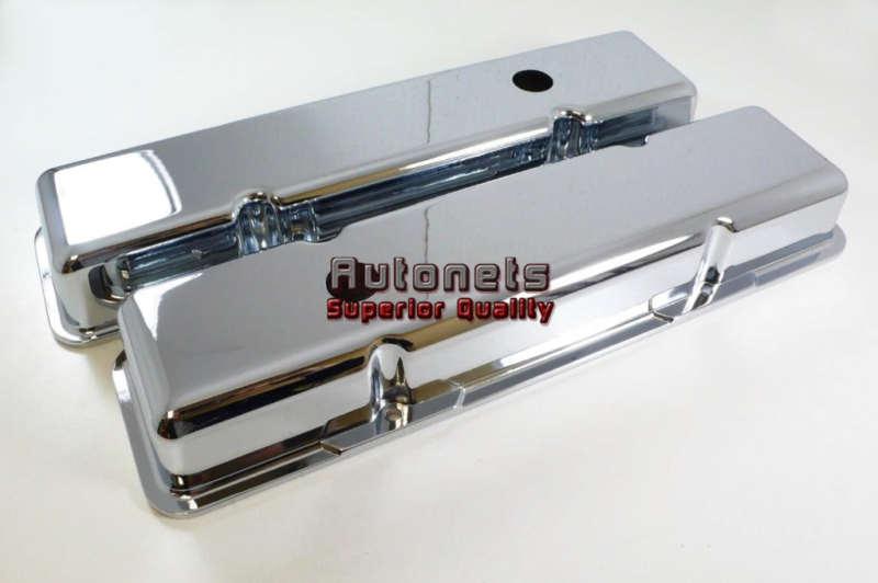 Sbc 265,283,305,307,327,350,383,400 chrome alumimin valve covers short w/ hole