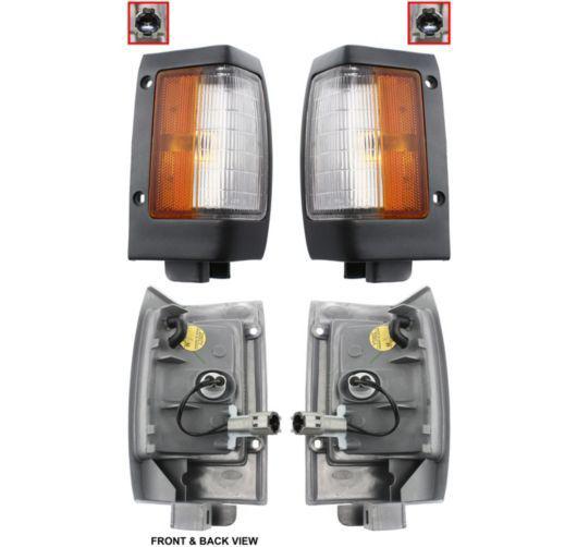 90-97 nissan pickup truck d21 hardbody black parking light side marker turn pair