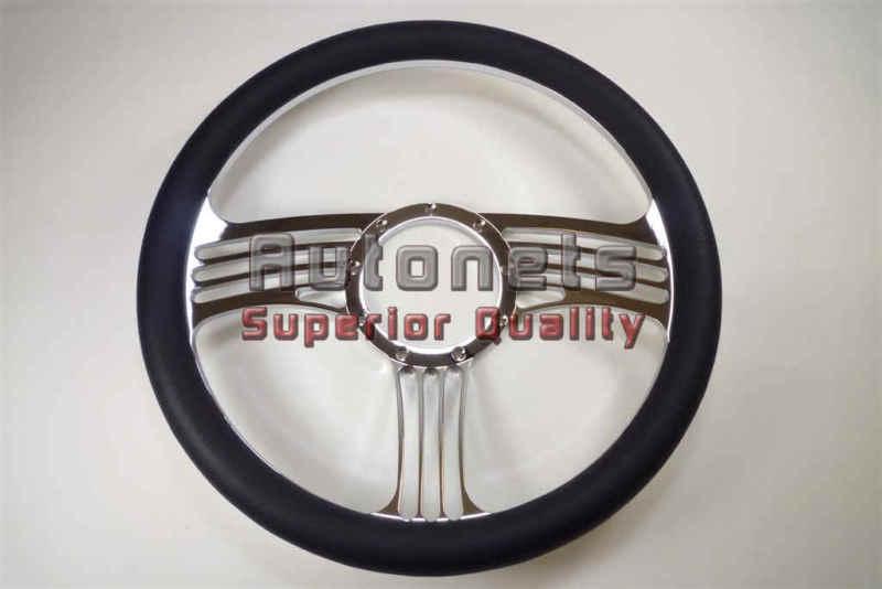 Chrome slash steering wheel monte carlo impala caprice black leather half wrap