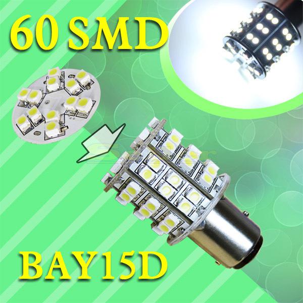 1157 bay15d 60 smd pure white tail stop signal 60 led car light bulb lamp