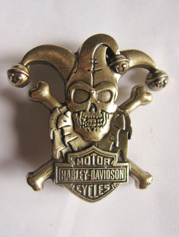 New harley-davidson brass jester motorcycle biker jacket pin 