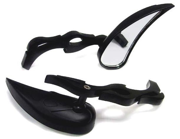 Black teardrop flame side mirrors for yamaha road royal v-star r1 xt xj xs zuma