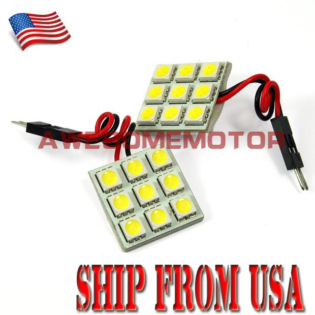 Us brand new 2pcs super bright interior led panel dome map light bulb 9 smd  