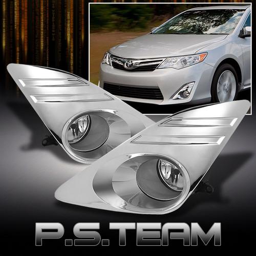 2012-2013 camry bumper clear fog lights lamps w/switch + chrome cover left+right