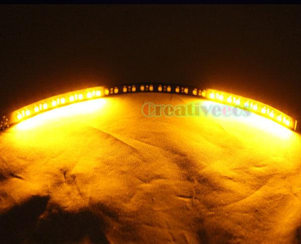 2x 30cm 12" black 32leds smd led scanner strobe flash strip light amber yellow