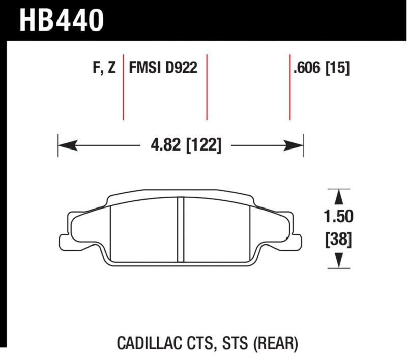 Hawk performance hb440f.606 disc brake pad 03-08 cts grand prix sts