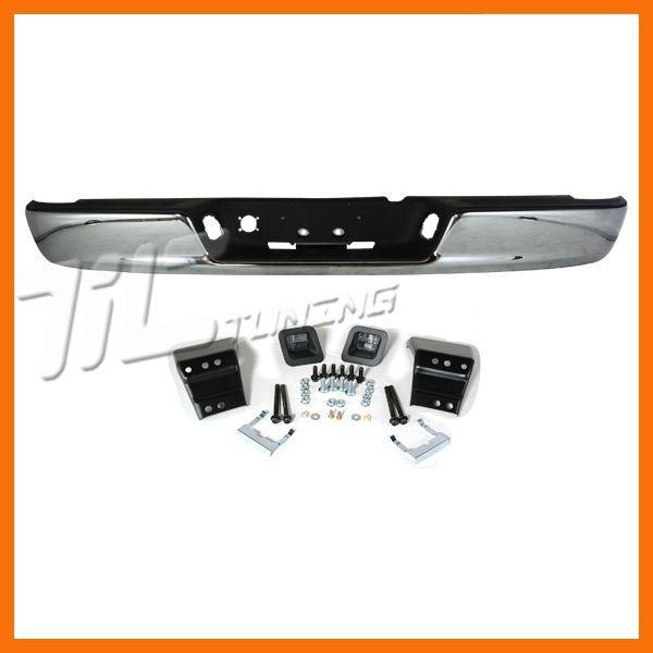 02 03 dodge ram 1500 chrome rear pad step bumper lic lamp brackets black new