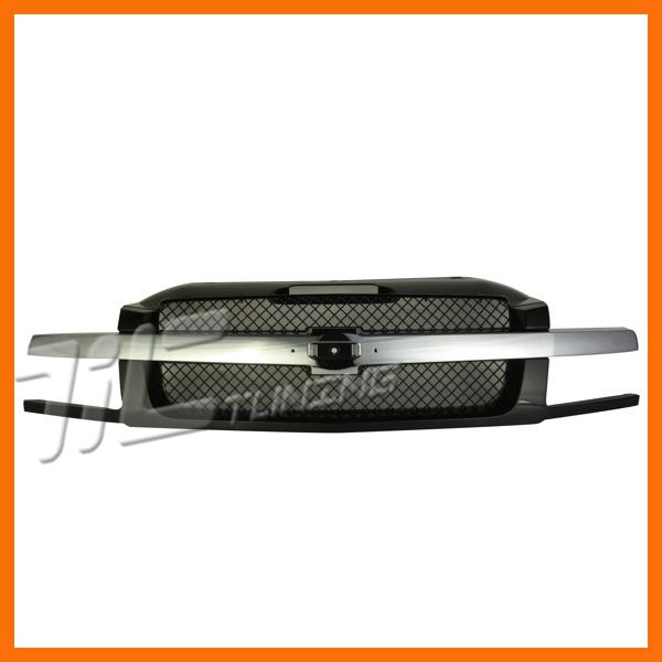 Front grille chrome upper bar black mesh frame for 02-06 avalanche body cladding