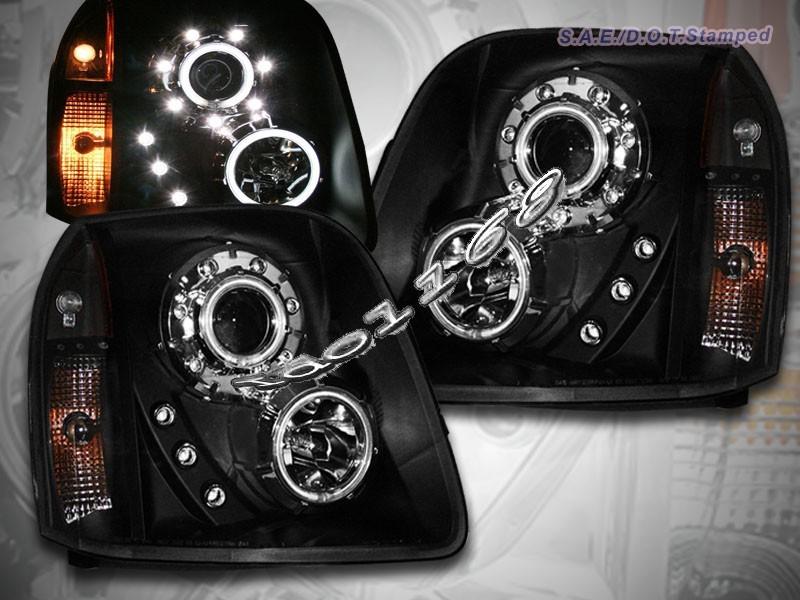 2007-2010 yukon xl denali ccfl twin halo projector headlights led black