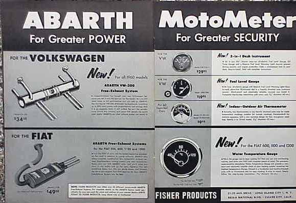 1960 abarth moto meter vw original old ad cmy store 4more ads too  5+= free ship