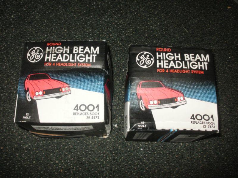  two round ge 4001 high beam headlight replaces 5001 28 5873 - 12 volt nib