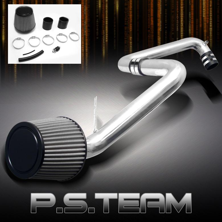 01-05 civic polished aluminum cold air intake+stainless washable mesh filter new