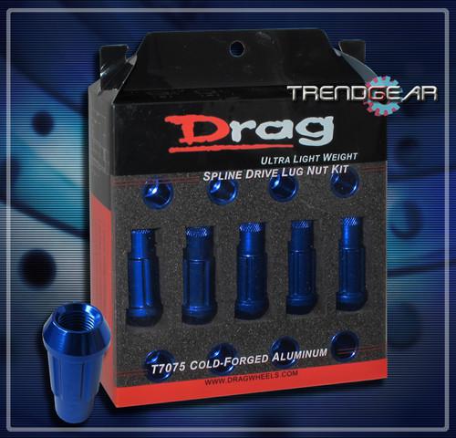 20 drag 12x1.25 wheel rim spline tuner lug nut+key blue