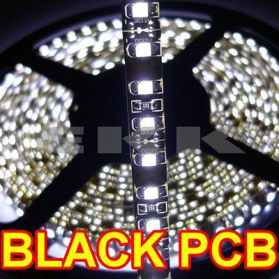 5m black pcb  waterproof 3528 smd white 600 led strip light bulb lamp + tracking