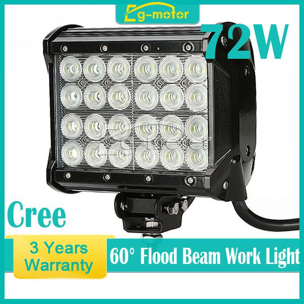 7" 72w cree led flood work light offroad lamp car boat jeep 4wd 4x4 ute atv