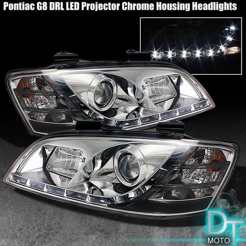 08-10 pontiac g8 clear projector headlights +daytime drl led running lights lamp