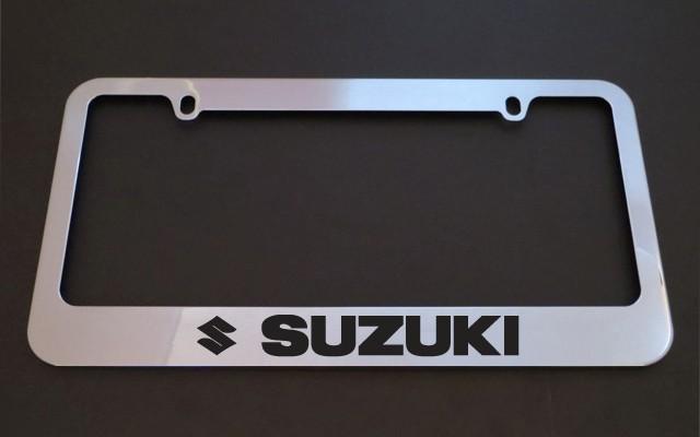 1 brand new suzuki chrome metal license plate frames + screw caps